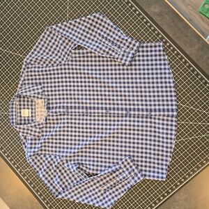 Essex Crossing XL Super Stretch Navy and White Gingham Checked Shirt